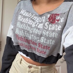 Washington State Colorblock Crop Vintage Sweatshirt